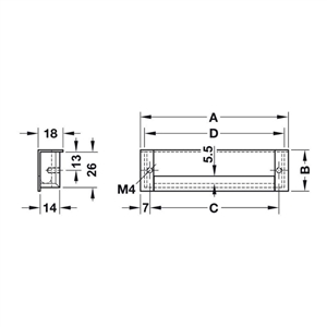 Tay nắm âm chữ U Hafele 151.99.901 (xước mờ)